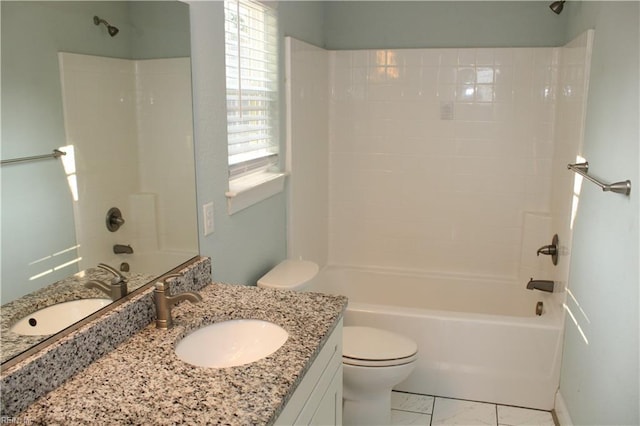 1158 Virginia Ave, Chesapeake, VA 23324 - full bath featuring marble look tile flooring, vanity, tub / shower combination, toilet, and baseboards