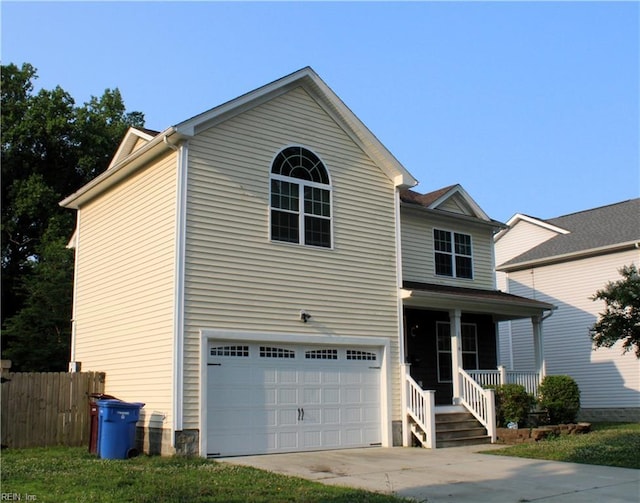 1158 Virginia Ave, Chesapeake, VA 23324 - view of front facade with a porch, an attached garage, and driveway