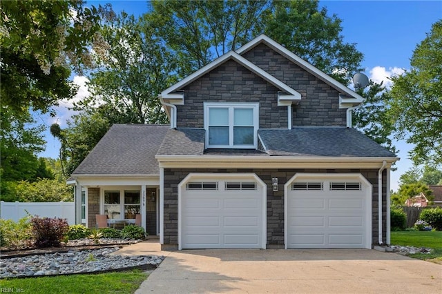 2389 Kerr Dr, Virginia Beach, VA 23454 - view of front of house featuring concrete driveway, stone siding, and roof with shingles