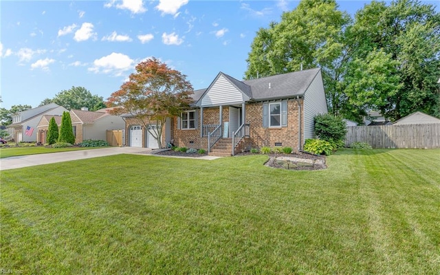 1213 Mozart Dr, Virginia Beach, VA 23454 - view of front of property with brick siding, driveway, a garage, and crawl space