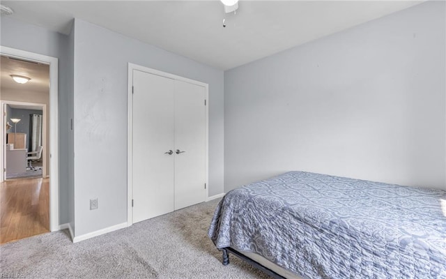 1213 Mozart Dr, Virginia Beach, VA 23454 - carpeted bedroom featuring a closet, baseboards, and ceiling fan