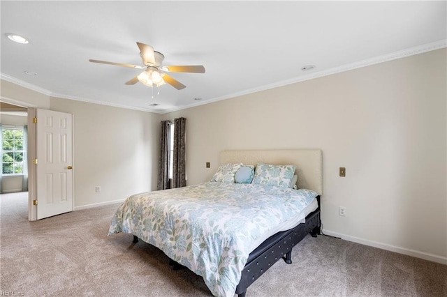 6 Elite Ct, Hampton, VA 23666 - carpeted bedroom featuring ornamental molding, baseboards, ceiling fan, and recessed lighting