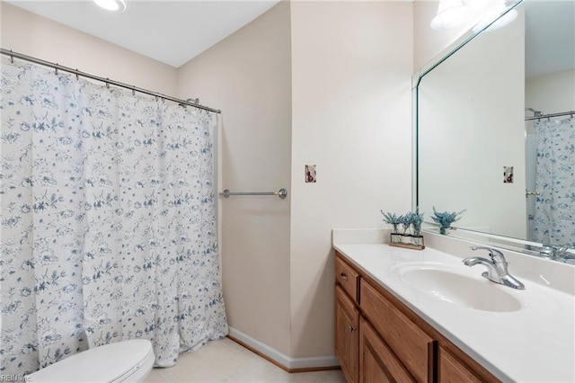 6 Elite Ct, Hampton, VA 23666 - bathroom featuring vanity, toilet, baseboards, and a shower with shower curtain