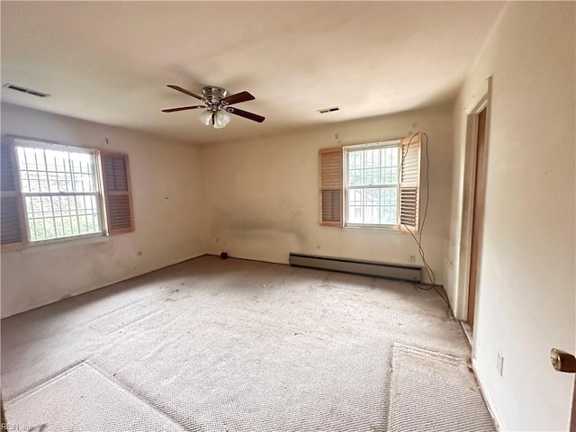 1649 Cardigan St, Chesapeake, VA 23324 - unfurnished room featuring a baseboard radiator, light carpet, and ceiling fan