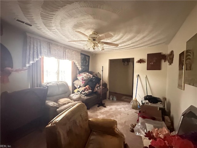 1649 Cardigan St, Chesapeake, VA 23324 - living area featuring a ceiling fan and carpet