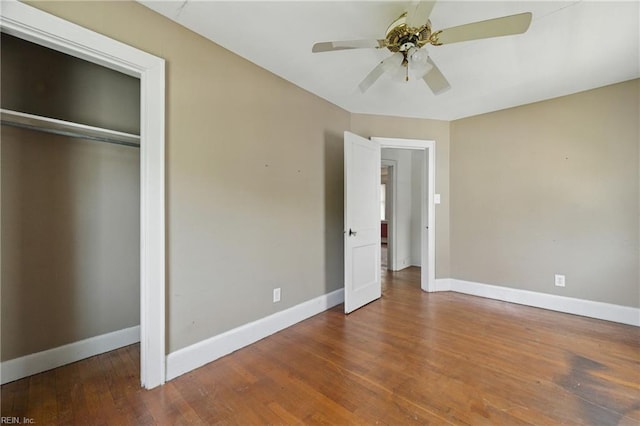 2718 Chesterfield Blvd, Norfolk, VA 23504 - unfurnished bedroom with wood finished floors, baseboards, a ceiling fan, and a closet