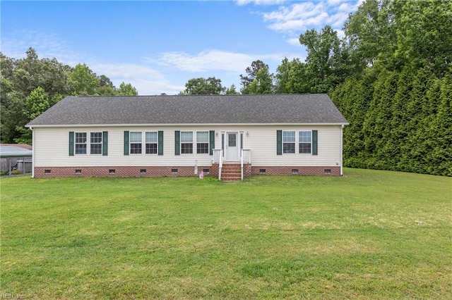 35220 Seacock Chapel Rd, Zuni, VA 23898 - manufactured / mobile home with crawl space, a front yard, and a shingled roof