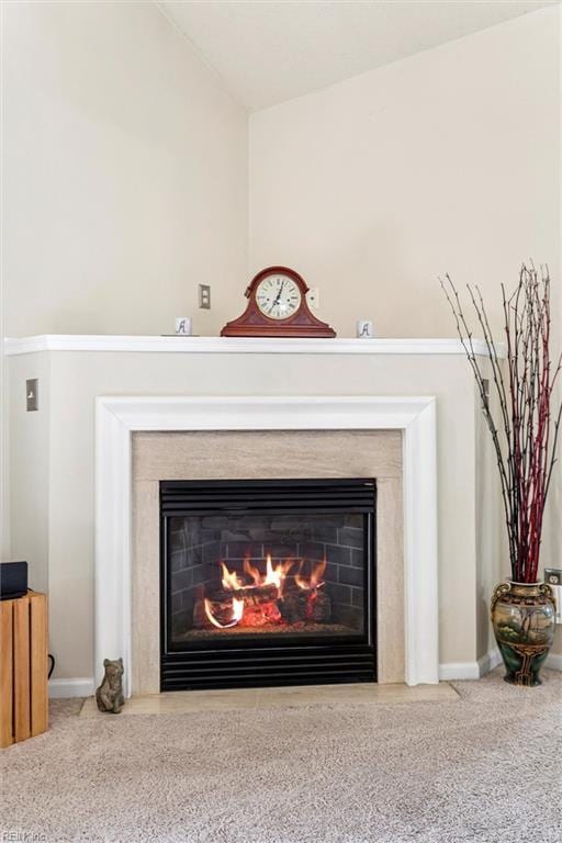 113 Trevor Trce, Yorktown, VA 23692 - detailed view of a glass covered fireplace and carpet flooring