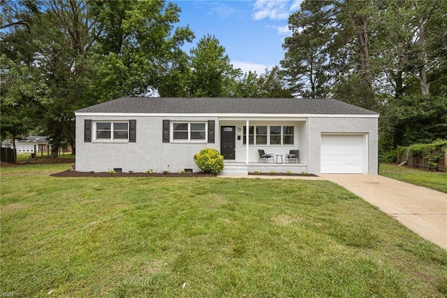 13 Cortez Ct, Hampton, VA 23666 - view of front of house with a garage, driveway, a front yard, and covered porch