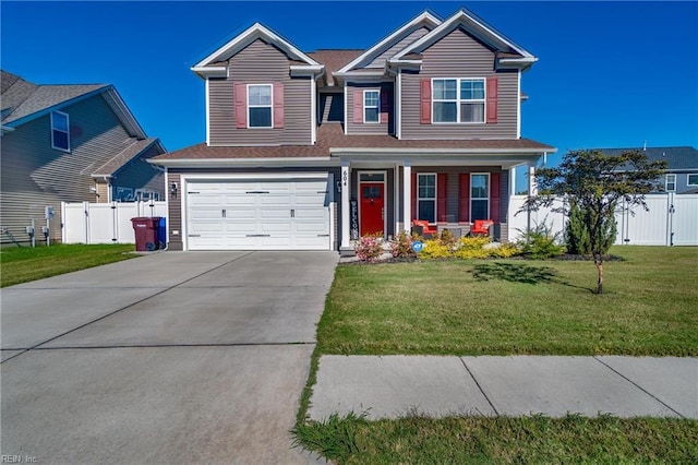 604 Baker Loop, Chesapeake, VA 23320 - view of front facade featuring concrete driveway, a porch, an attached garage, and a gate