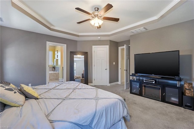 604 Baker Loop, Chesapeake, VA 23320 - bedroom with a raised ceiling, carpet flooring, baseboards, ensuite bathroom, and ornamental molding