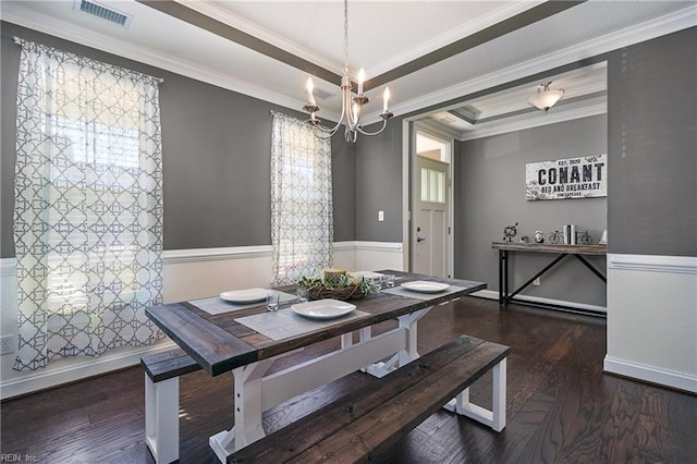 604 Baker Loop, Chesapeake, VA 23320 - dining room featuring wood finished floors, a chandelier, plenty of natural light, ornamental molding, and baseboards