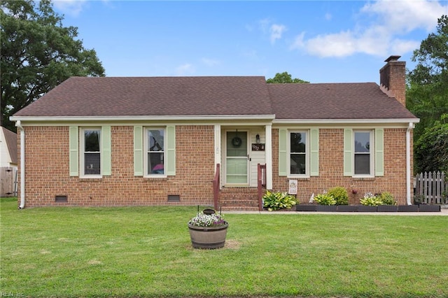 1032 Kincaid Ter, Chesapeake, VA 23320 - view of front of house with crawl space, a chimney, brick siding, and a shingled roof