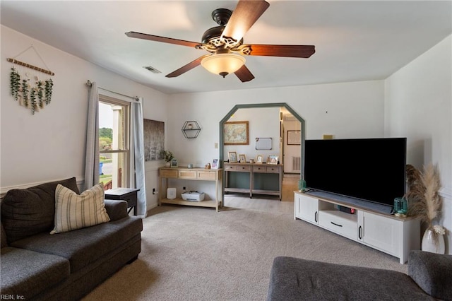1032 Kincaid Ter, Chesapeake, VA 23320 - living room featuring a ceiling fan and light carpet