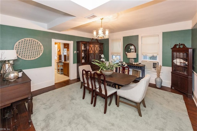 1330 Laurel Cres, Norfolk, VA 23505 - dining room featuring a chandelier, wainscoting, wood finished floors, and cooling unit