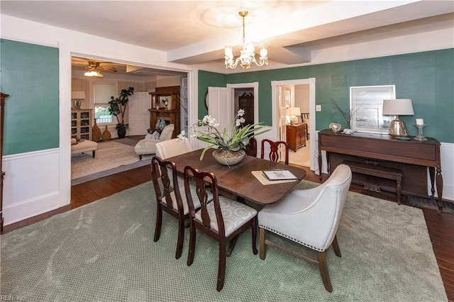 1330 Laurel Cres, Norfolk, VA 23505 - dining area featuring a chandelier, wood finished floors, and a ceiling fan