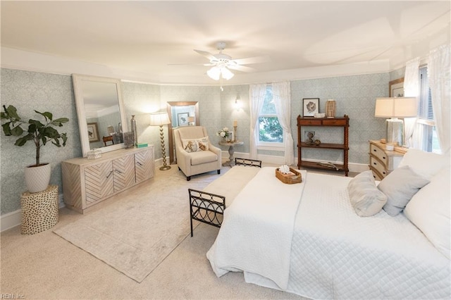1330 Laurel Cres, Norfolk, VA 23505 - bedroom with wallpapered walls, carpet flooring, baseboards, and a ceiling fan