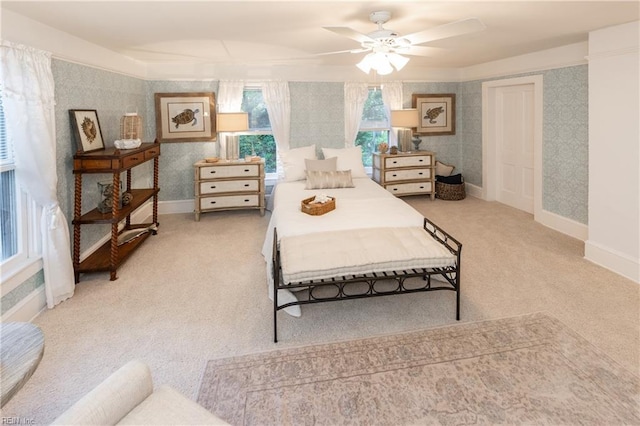 1330 Laurel Cres, Norfolk, VA 23505 - bedroom with wallpapered walls, carpet, a ceiling fan, and baseboards