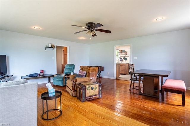 795 Old Oyster Point Rd, Newport News, VA 23602 - living room featuring light wood-style flooring, ceiling fan, and recessed lighting