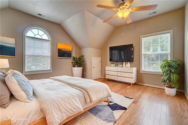 204 Goshawk Ct, Suffolk, VA 23435 - bedroom with lofted ceiling, wood finished floors, baseboards, and ceiling fan