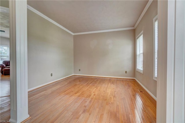 204 Goshawk Ct, Suffolk, VA 23435 - spare room featuring light wood-type flooring, baseboards, and ornamental molding