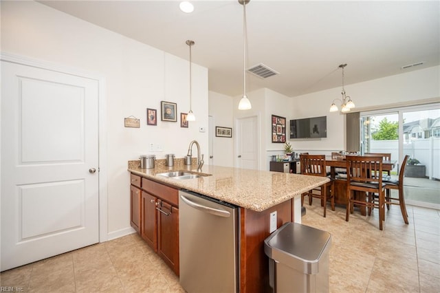 471 Abelia Way, Chesapeake, VA 23322 - kitchen featuring stainless steel dishwasher, a peninsula, light stone counters, and light tile patterned flooring