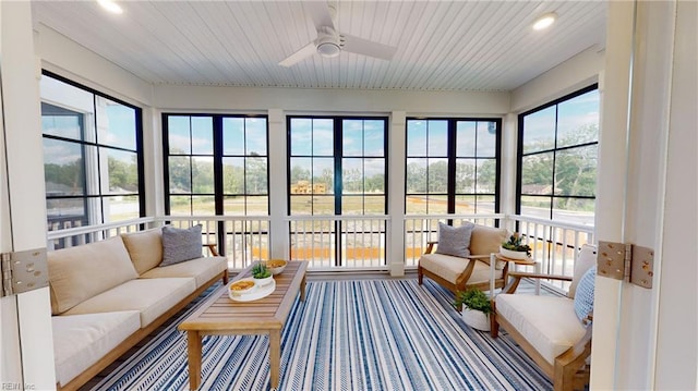 913 Jennings Ln, Chesapeake, VA 23322 - sunroom with an outdoor hangout area and ceiling fan