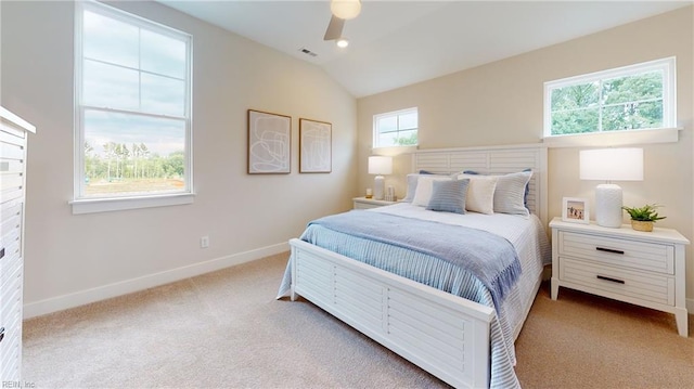 909 Jennings Ln, Chesapeake, VA 23322 - carpeted bedroom with baseboards, lofted ceiling, and ceiling fan
