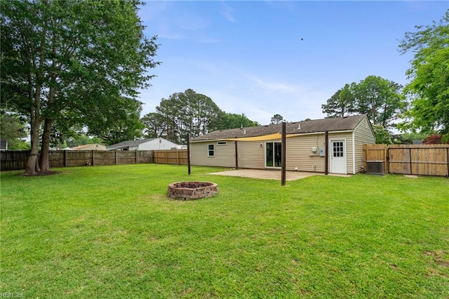 2816 N Nansemond Dr, Suffolk, VA 23435 - rear view of house with a patio area, an outdoor fire pit, and central air condition unit