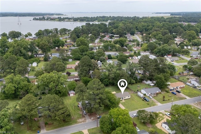 2816 N Nansemond Dr, Suffolk, VA 23435 - aerial perspective of suburban area with a nearby body of water and a tree filled landscape