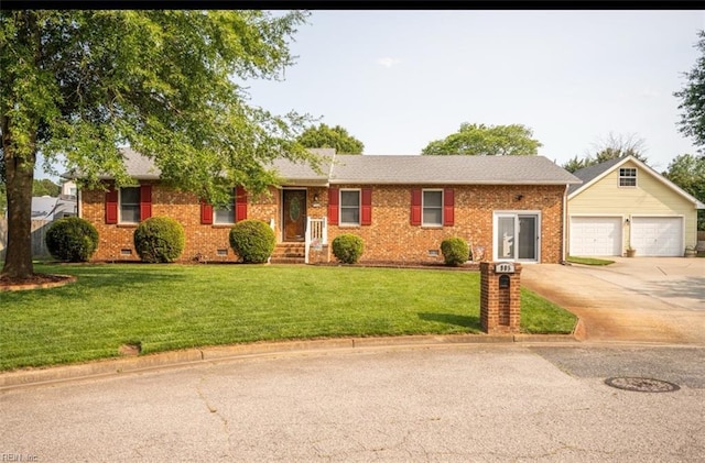 905 Lela Ln, Chesapeake, VA 23322 - ranch-style house featuring crawl space, a garage, driveway, and brick siding