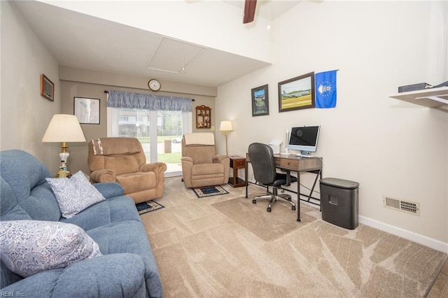 905 Lela Ln, Chesapeake, VA 23322 - carpeted office with attic access and a ceiling fan