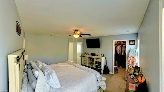 228 Bethune Dr, Williamsburg, VA 23185 - carpeted bedroom with a spacious closet, a closet, baseboards, and a ceiling fan