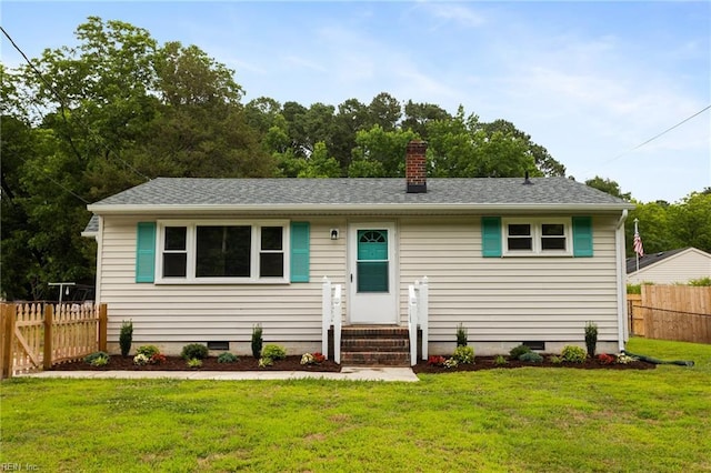528 Murphys Mill Rd, Suffolk, VA 23434 - view of front of home featuring crawl space, a chimney, entry steps, and a shingled roof