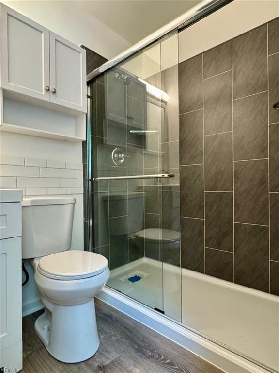 2 Yulee Ct, Hampton, VA 23669 - full bathroom with toilet, a stall shower, vanity, and wood finished floors