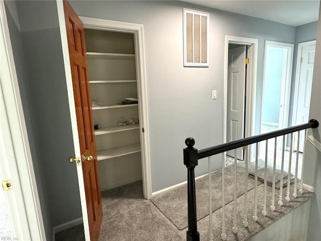 2 Yulee Ct, Hampton, VA 23669 - hallway featuring carpet flooring, baseboards, and an upstairs landing