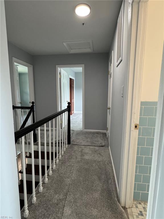 2 Yulee Ct, Hampton, VA 23669 - corridor with attic access, an upstairs landing, and carpet floors