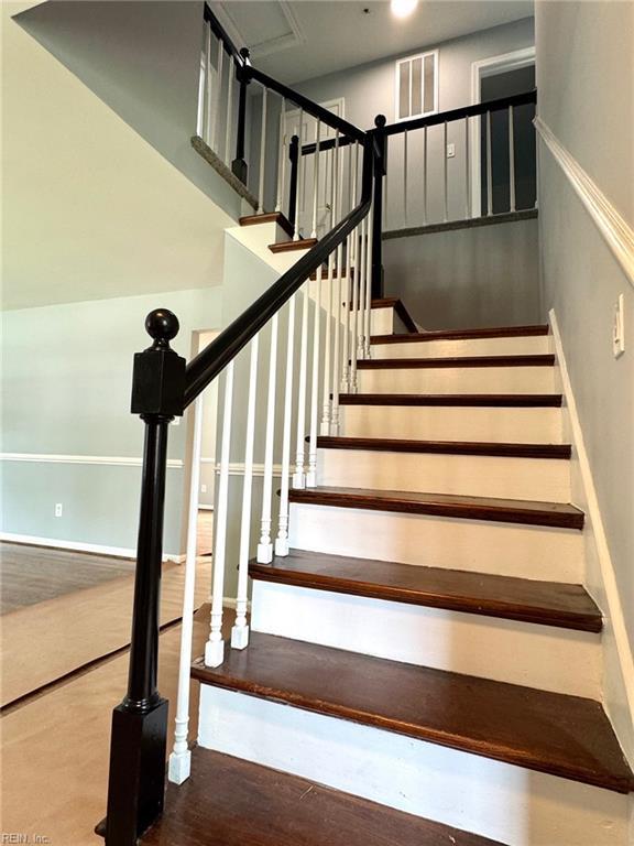 2 Yulee Ct, Hampton, VA 23669 - staircase with baseboards and wood finished floors