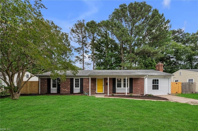 608 N Pine Grove Rd, Virginia Beach, VA 23452 - ranch-style home featuring a gate, brick siding, and a chimney