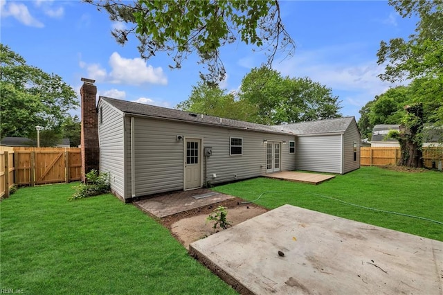 608 N Pine Grove Rd, Virginia Beach, VA 23452 - back of house with a patio area, a chimney, a wooden deck, french doors, and a gate