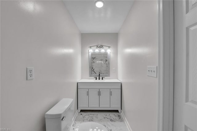 608 N Pine Grove Rd, Virginia Beach, VA 23452 - bathroom with marble look tile flooring, vanity, toilet, baseboards, and a shower