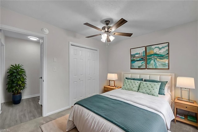 608 N Pine Grove Rd, Virginia Beach, VA 23452 - bedroom with baseboards, a closet, and a ceiling fan