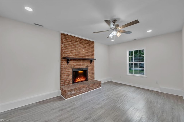 608 N Pine Grove Rd, Virginia Beach, VA 23452 - unfurnished living room with ceiling fan, wood finished floors, baseboards, and recessed lighting