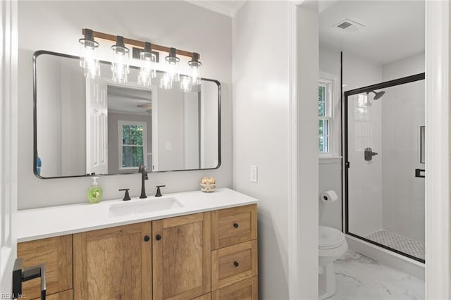 1756 Tyndall Point Rd, Gloucester Point, VA 23062 - full bath featuring marble look tiles, toilet, vanity, and a stall shower