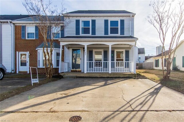 1582 Sword Dancer Dr, Virginia Beach, VA 23454 - view of front of property with a porch and driveway