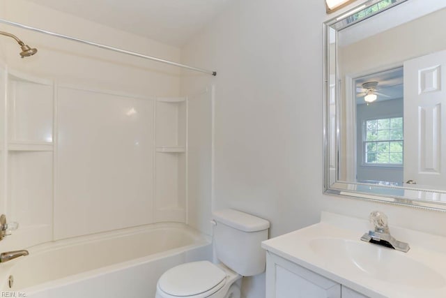 1603 Skiffes Creek Cir, Williamsburg, VA 23185 - bathroom featuring vanity, toilet, and tub / shower combination