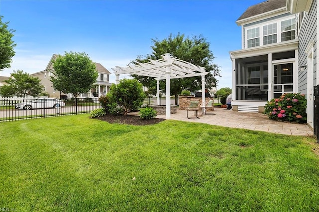 624 Mill Creek Pkwy, Chesapeake, VA 23323 - view of yard featuring a pergola, a patio, and a sunroom
