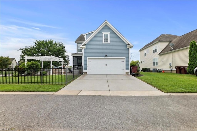 624 Mill Creek Pkwy, Chesapeake, VA 23323 - traditional home with concrete driveway, an attached garage, and a pergola