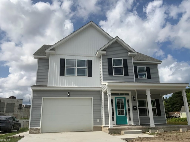 4 Roundtree Cir, Hampton, VA 23661 - craftsman inspired home featuring a porch, driveway, and a garage