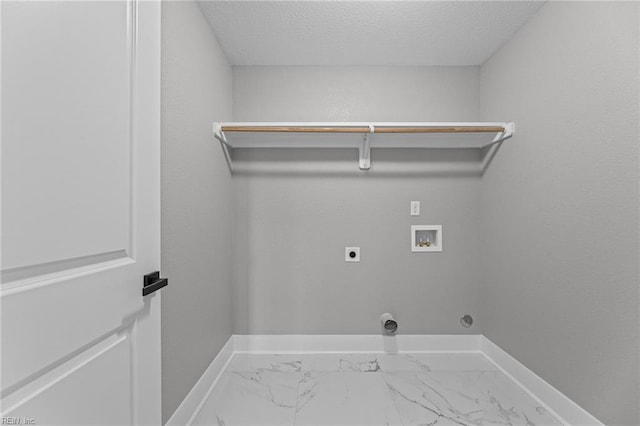 4 Roundtree Cir, Hampton, VA 23661 - washroom with washer hookup, electric dryer hookup, marble finish flooring, and a textured ceiling
